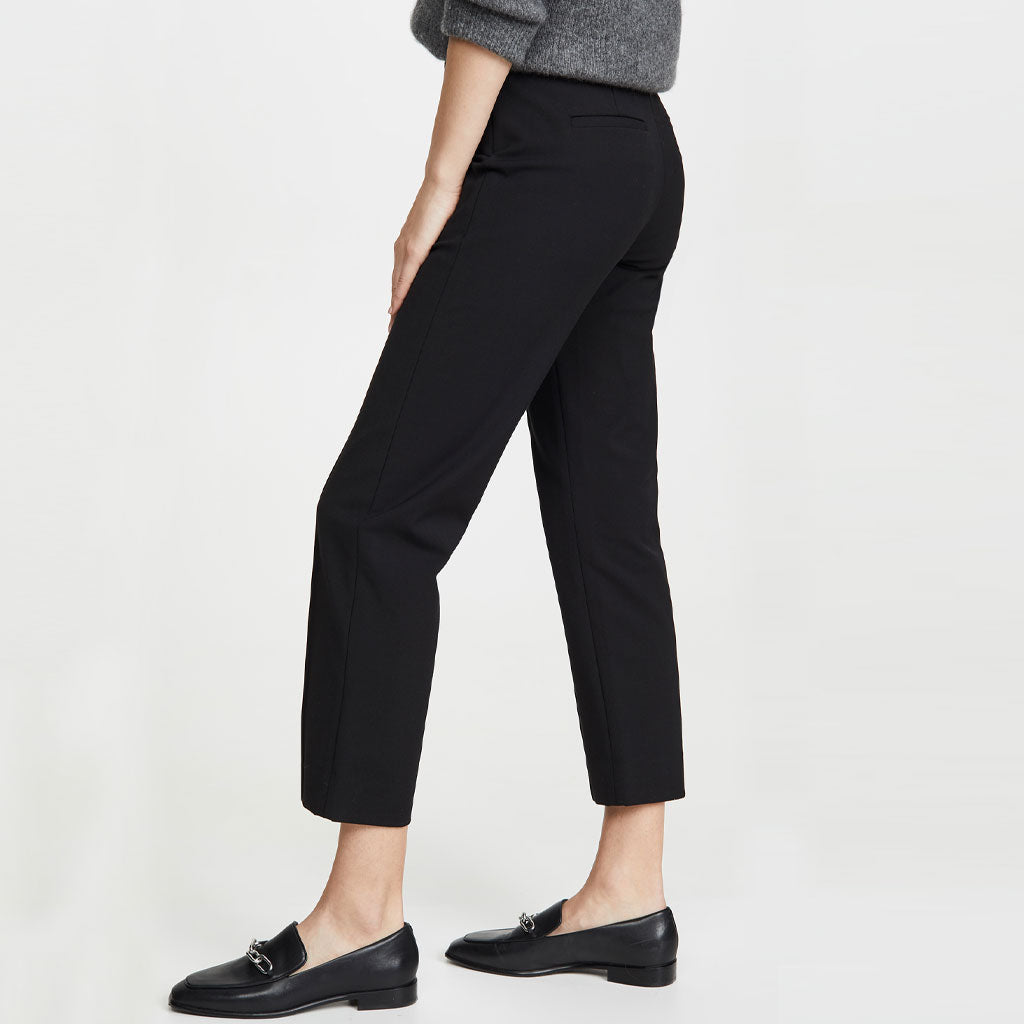 OL Solid Color Mid Waist Ankle Length Legging Pants - Black