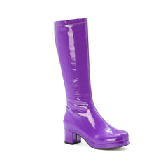 Bottes mi-mollet à talon épais et bout rond poli - Violet