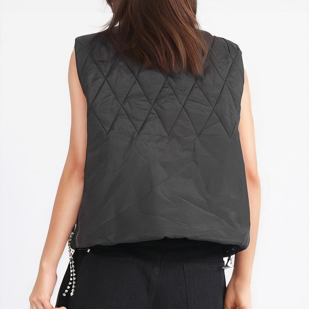 Gilet matelassé noir avec strass