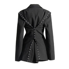 Quaint Hook and Eye Detail Lapel Single Breasted Long Sleeve Oversized Blazer