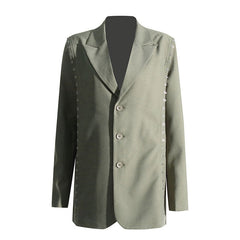 Quaint Hook and Eye Detail Lapel Single Breasted Long Sleeve Oversized Blazer