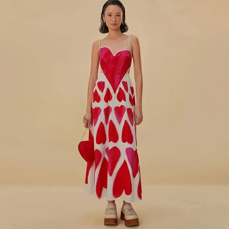 RED HEARTS V ECK SLING Dress