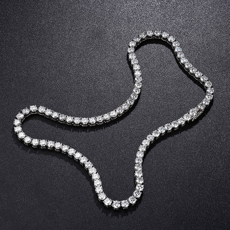 Tenniskette aus rhodiniertem Sterlingsilber, 3 mm, mit Zirkonia