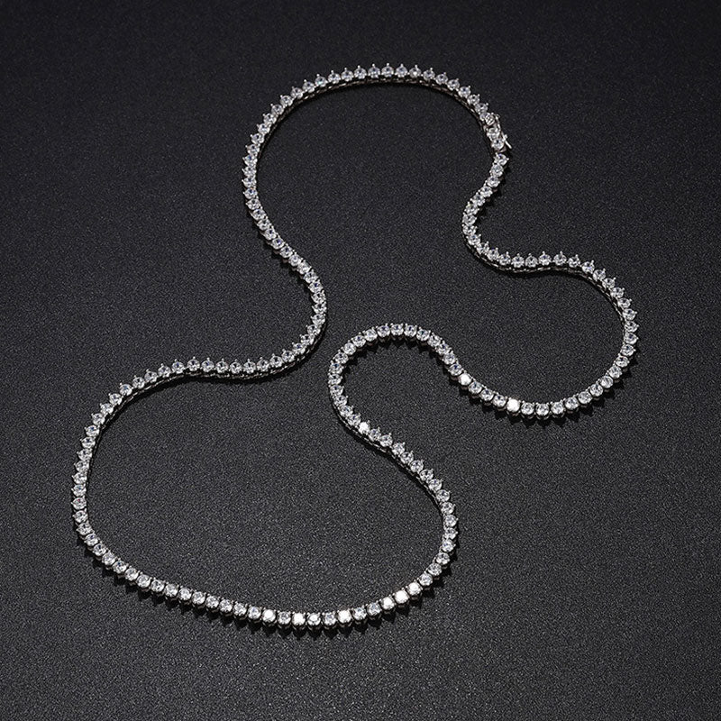 Rhodinierte Tenniskette aus Sterlingsilber, 3 mm, Moissanit