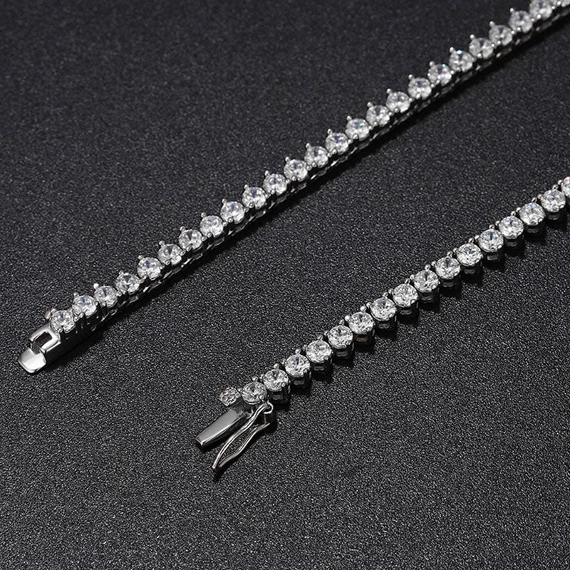 Rhodinierte Tenniskette aus Sterlingsilber, 3 mm, Moissanit