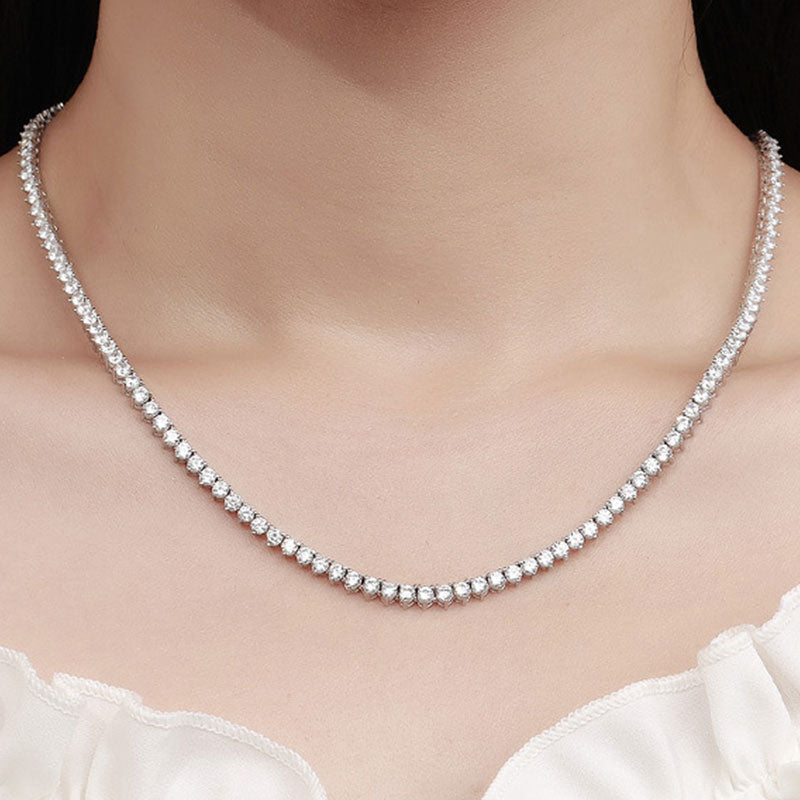 Rhodinierte Tenniskette aus Sterlingsilber, 3 mm, Moissanit