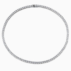 Rhodium Plated Sterling Silver 5MM Cubic Zirconia Tennis Chain NeckLace