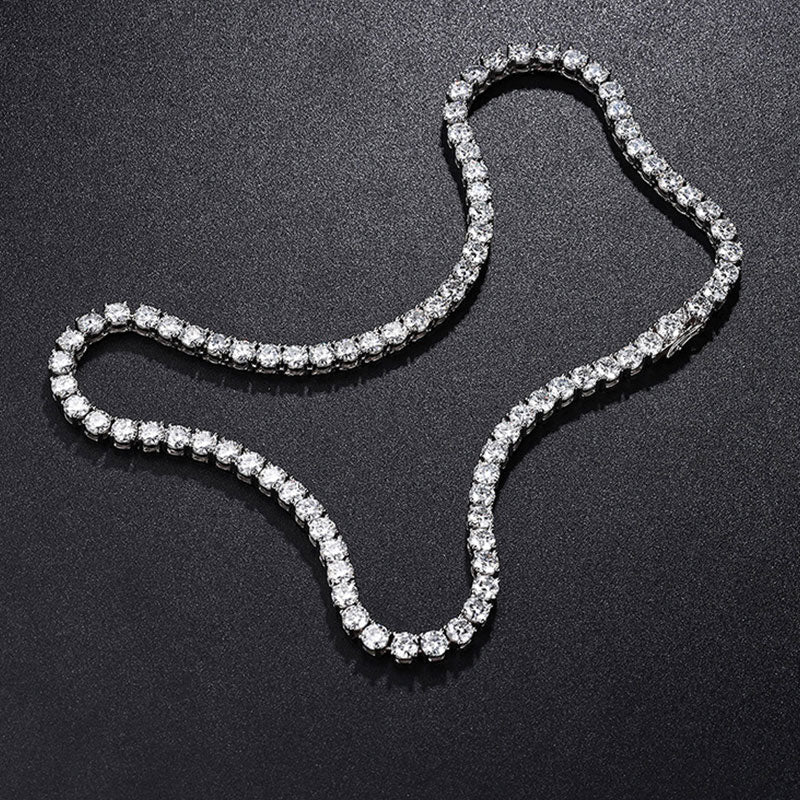 Tenniskette aus rhodiniertem Sterlingsilber, 5 mm, mit Zirkonia