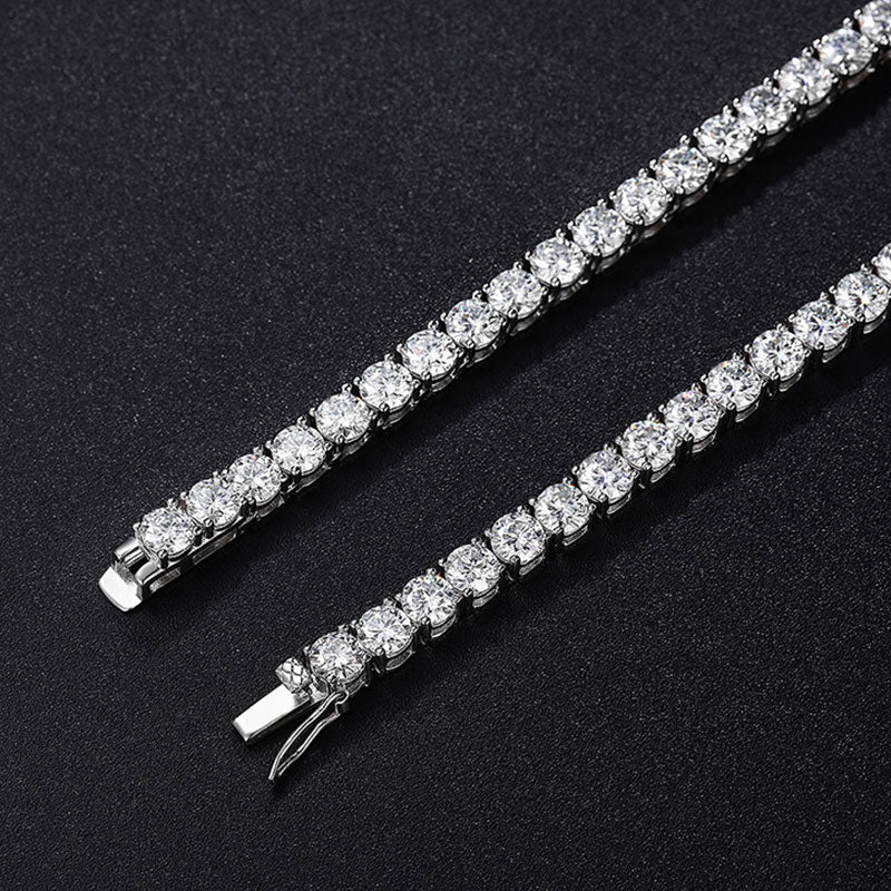 Tenniskette aus rhodiniertem Sterlingsilber, 5 mm, mit Zirkonia