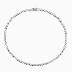 Rhodium Plated Sterling Silver Bezel 2MM Moissanite Tennis NeckLace