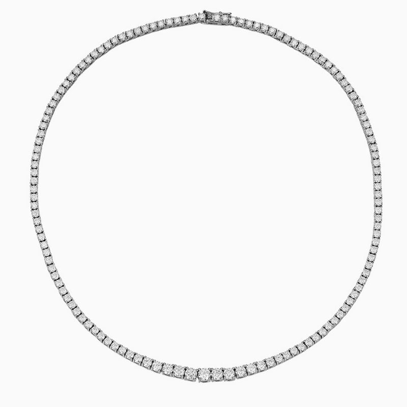 Collier de tennis en argent sterling plaqué rhodium avec moissanite graduée