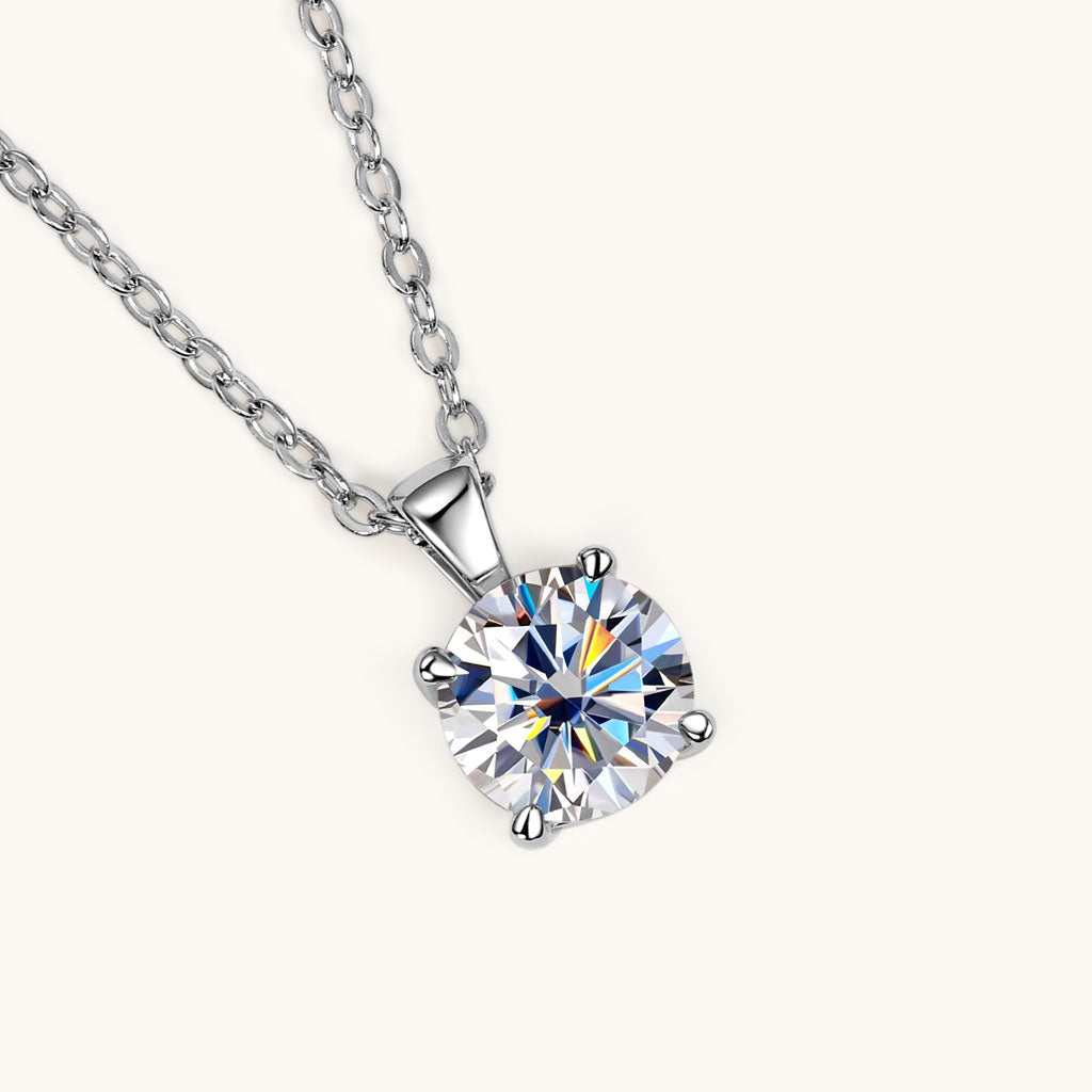 Collier pendentif solitaire flottant en argent sterling avec chaîne Rolo et moissanite 1 ct