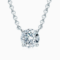 Rolo Chain Sterling Sliver Solitaire 1CT Moissanite Pendant NeckLace