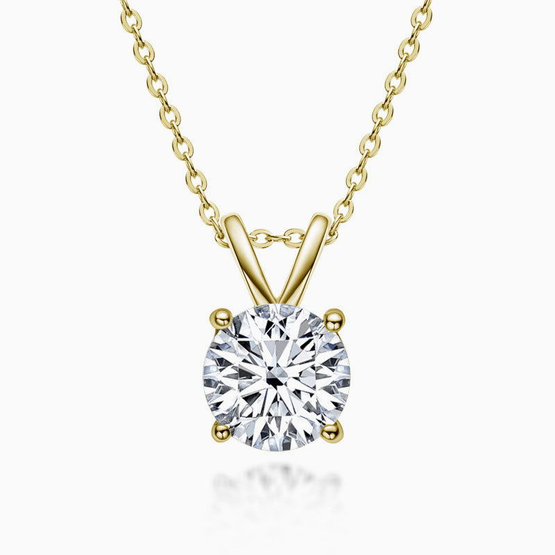 Rolo-Kette Sterling-Splitter V-Bail Solitär 1CT Moissanite Anhänger Halskette