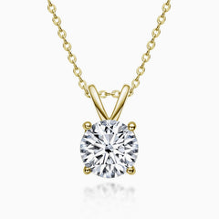 Rolo Chain Sterling Sliver V Bail Solitaire 1CT Moissanite Pendant NeckLace