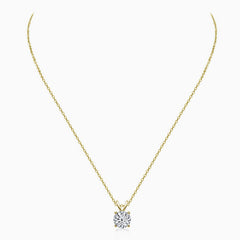 Rolo Chain Sterling Sliver V Bail Solitaire 1CT Moissanite Pendant NeckLace