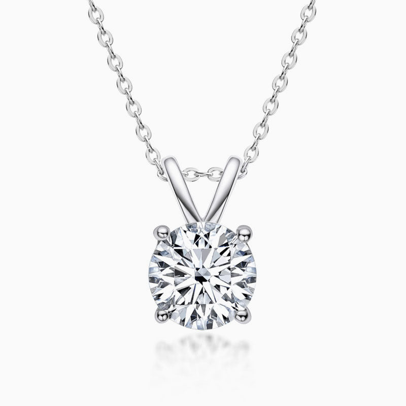 Rolo-Kette Sterling-Splitter V-Bail Solitär 1CT Moissanite Anhänger Halskette