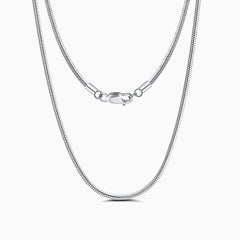 Round Snake Rhodium Plated Sterling Silver 1MM Chain NeckLace