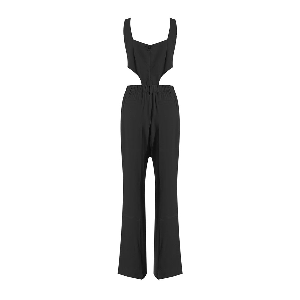 Sexy, ärmelloser, abnehmbarer Bootcut-Jumpsuit mit ausgeschnittenen Strumpfhaltern