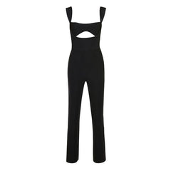 Sexy Bandage-Jumpsuit mit Cut-Outs, quadratischem Ausschnitt und Strapsen