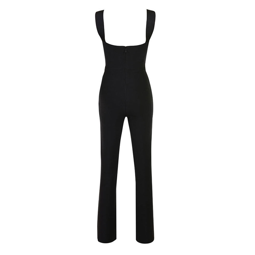 Sexy Bandage-Jumpsuit mit Cut-Outs, quadratischem Ausschnitt und Strapsen