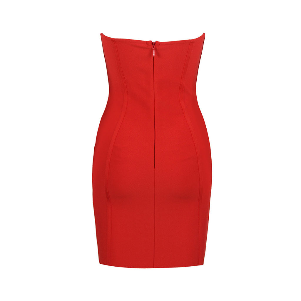 Sexy Bodycon-Bandage-Mini-Tube-Kleid mit Rosettendetail und Herzausschnitt