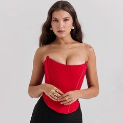 Haut bustier court sexy à lacets et décolleté en cœur