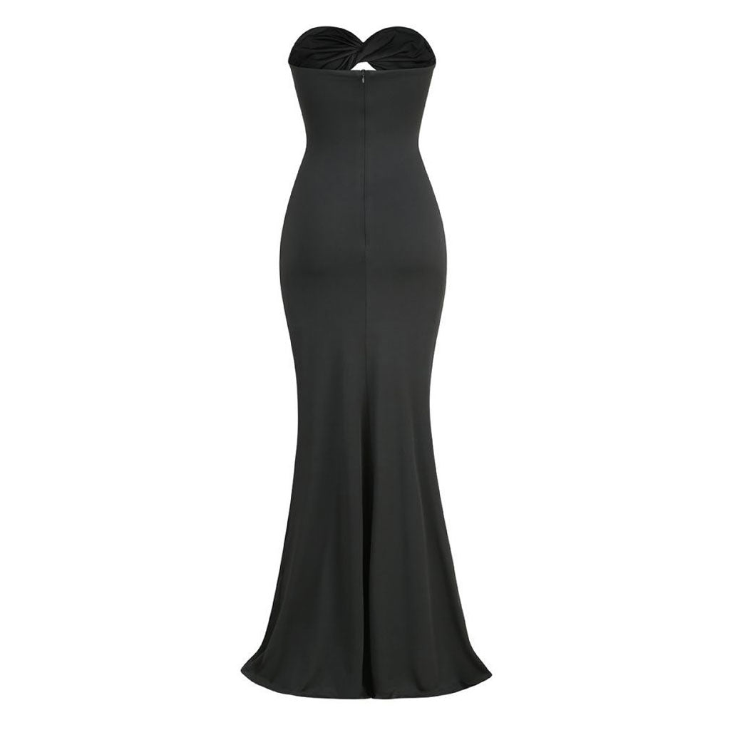 Sexy Twisted Sweetheart Ruched Draped Ruffle CutOut Maxi Mermaid Evening Dress