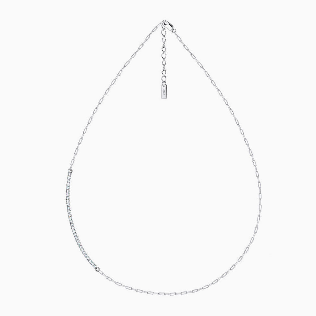 Collier ras du cou en argent sterling avec zircone cubique scintillante et lien trombone