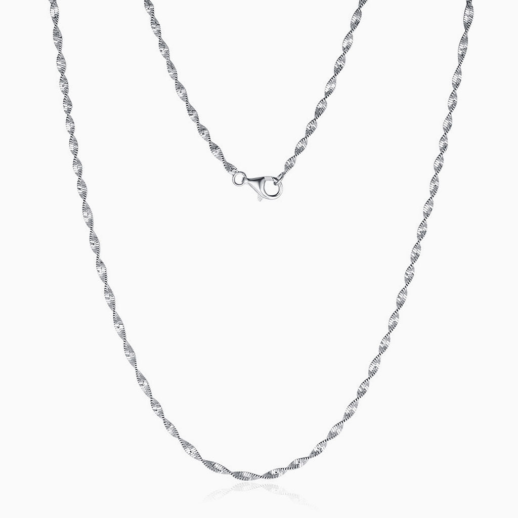 Funkelnde, rhodinierte 2-mm-Singapur-Kette aus Sterlingsilber