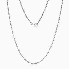 Funkelnde, rhodinierte 2-mm-Singapur-Kette aus Sterlingsilber