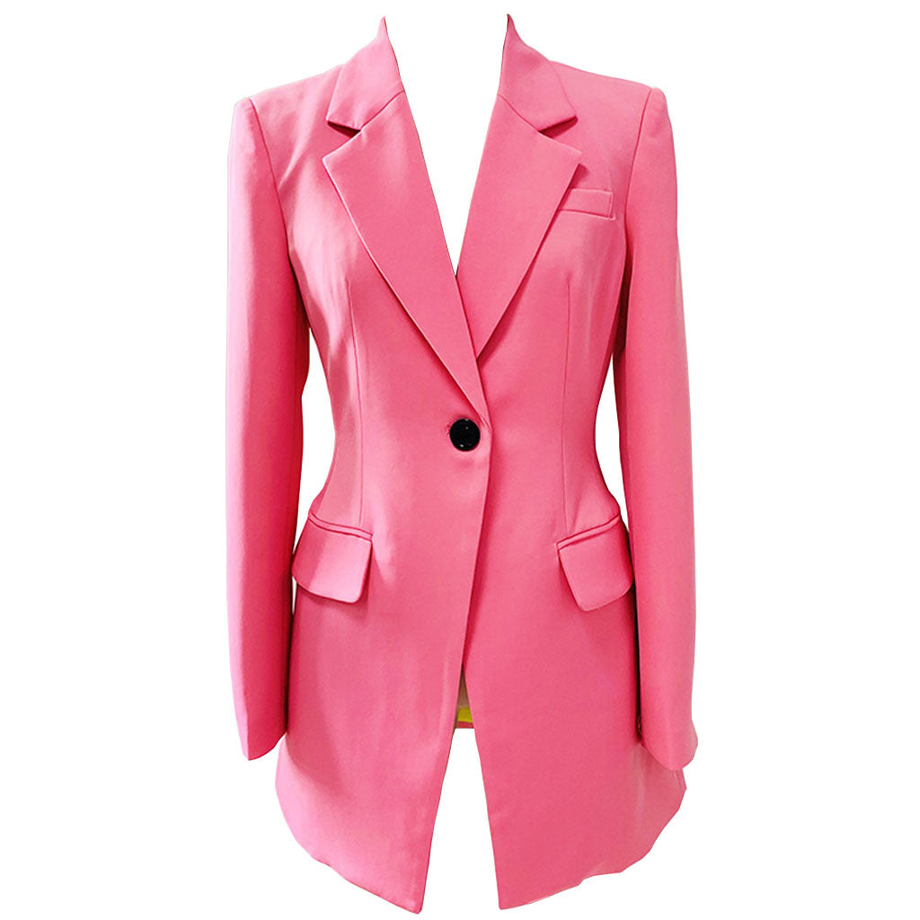 Stylish Lapel Neck Contrast Single Breasted Tailored Blazer - Pink