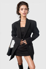 Robe blazer à double boutonnage cambré - Noir