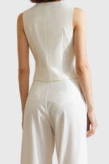 Gilet de costume à encolure carrée - Beige