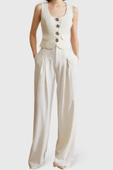 Gilet de costume à encolure carrée - Beige