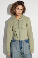 Sweatshirt mit Reißverschluss und Trägern - Grün