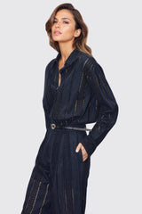 Durchsichtiges Langarmhemd - Marineblau