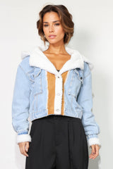 Jeansjacke aus Wolle - Blau