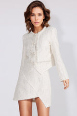 Textured 2-Piece Set with Rhinestones - White