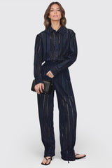 Durchsichtiges Langarmhemd - Marineblau