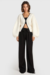 Pantalon long à ceinture large - Noir