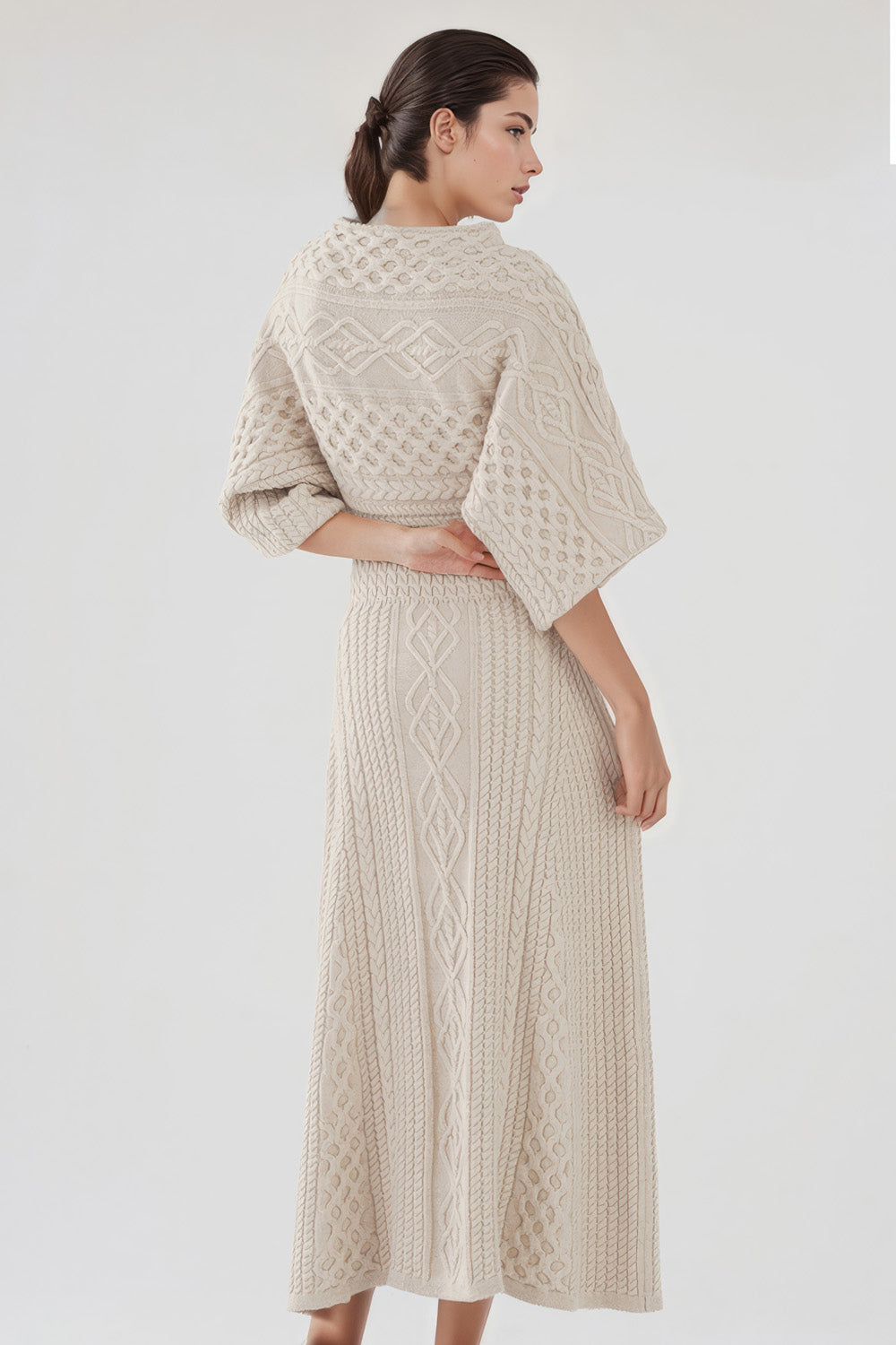 Knitted Midi Dress - Beige