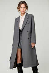 Langer Mantel mit Kragen - Grau