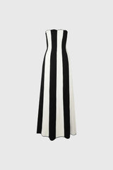 Striped Maxi Dress - Black & White