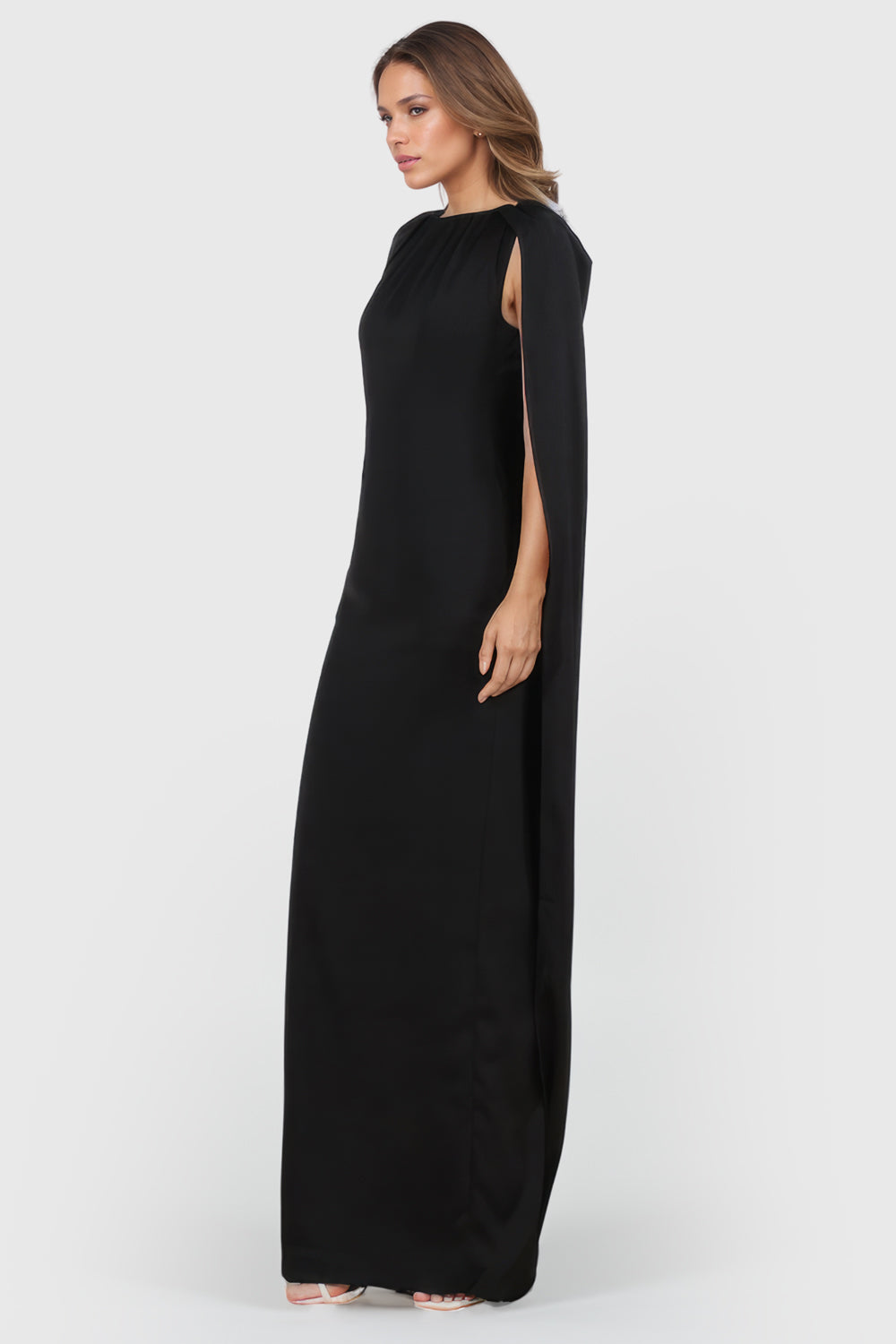 Cape Maxi Dress - Black