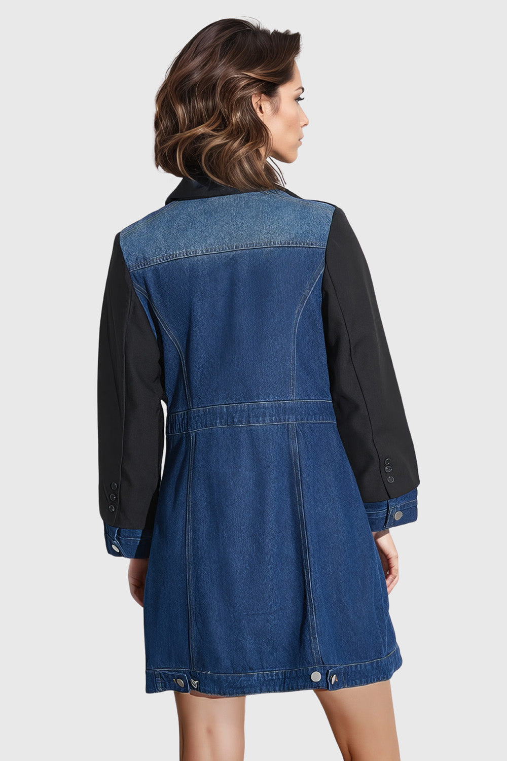 Robe courte en jean avec détails blazer - Bleu