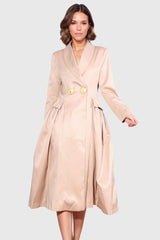 Long Jacket with Gold Buttons - Beige