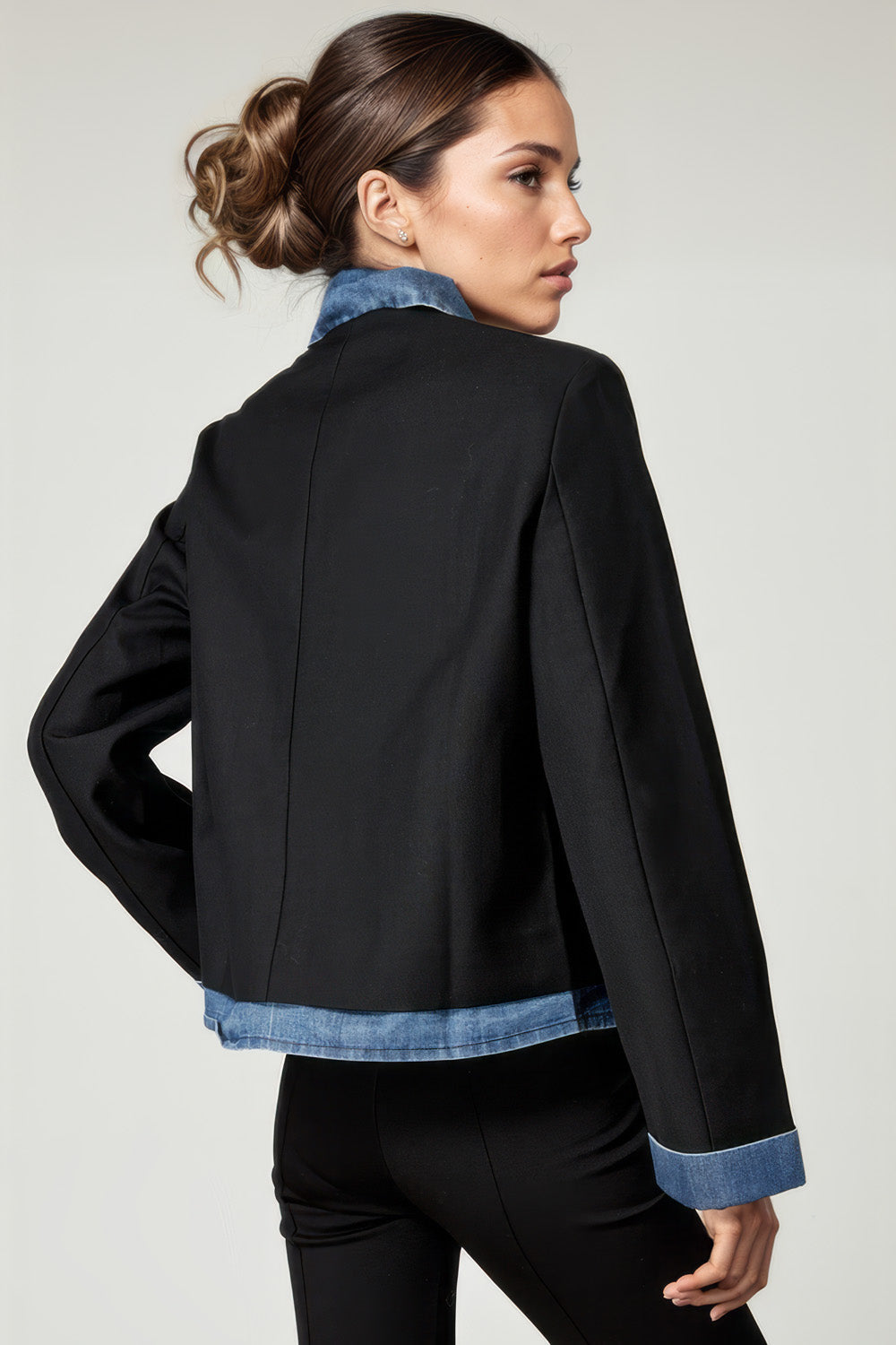 Blazer à bordure en denim - Noir