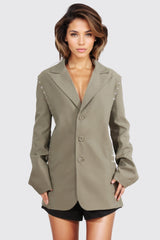 Single Breasted Tailored Blazer - Green