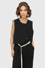 Gerade Weste mit unregelmäßigem Schnitt - Schwarz